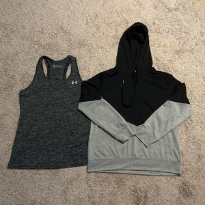Under Armor Tech Twist Performance Tank + Kaileigh Hooded Knit Top Hoodie